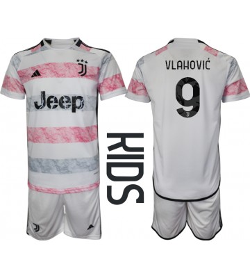 Juventus Dusan Vlahovic #9 Koszulka Wyjazdowych Dziecięca 2023-24 Krótki Rękaw (+ Krótkie spodenki)